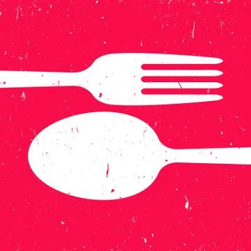Cutlery on red background Stock Illustration