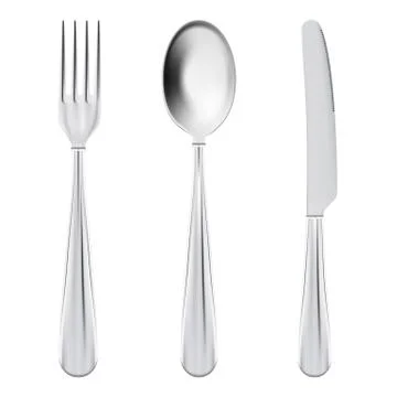 Cutlery Set - Fork, Spoon And Knife Isolated On A White Background. Vector Stock Illustration