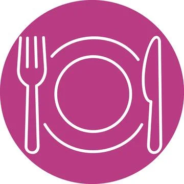 Cutlery set icon plate fork and knife symbol graphic Stock Illustration