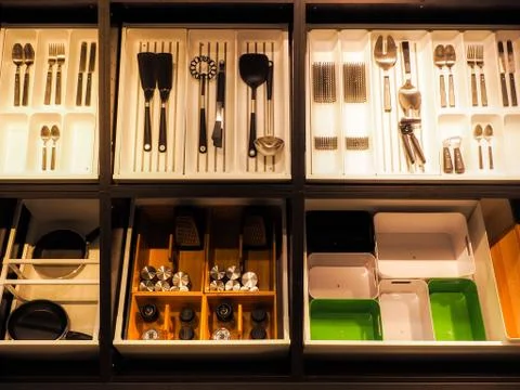 Cutlery set, knife, spoon, fork Set of kitchen utensils Stock Photos