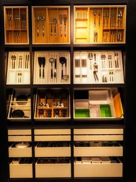 Cutlery set, knife, spoon, fork Set of kitchen utensils Foto stock