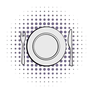 Cutlery set with plate comics Stock-Illustration
