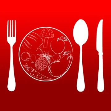 Cutlery set with plate Illustrazione stock