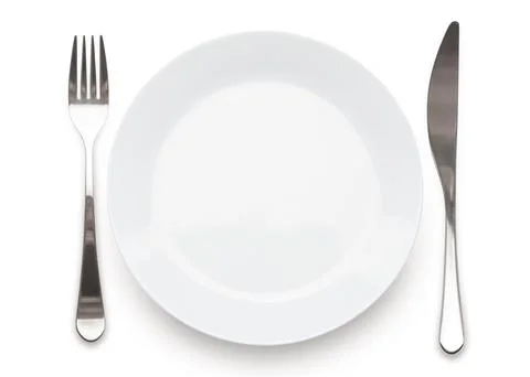 Cutlery set with plate. Table setting. Stock Photos