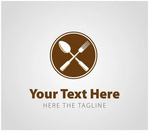 Cutlery. Spoon and fork in a circle. Ready logo Stock Illustration