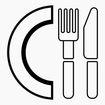 Cutlery. A spoon and a fork. Plate. Stock Illustration