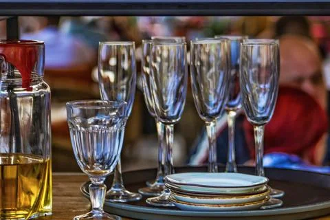 Cutlery on a table in a cafe Stock Photos