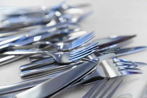 Cutlery on the table in close-up Foto stock