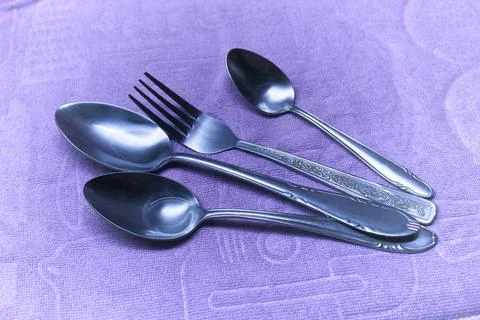 Cutlery on the table Stock Photos