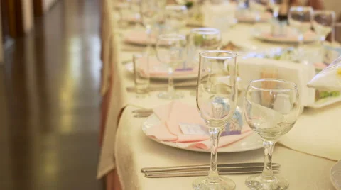 Cutlery on table at restaurant Stock Footage 68025667