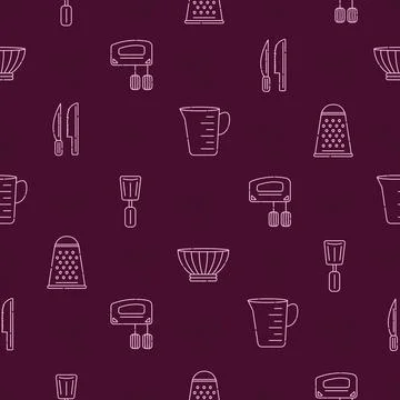 Cutlery vector seamless pattern Stock Illustration