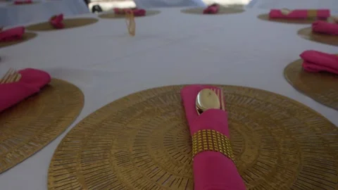 Cutlery on Wedding Table Stock Footage 178494612