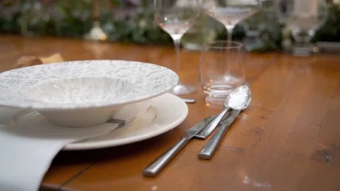 Cutlery on a wooden table Stock-Footage 239734065