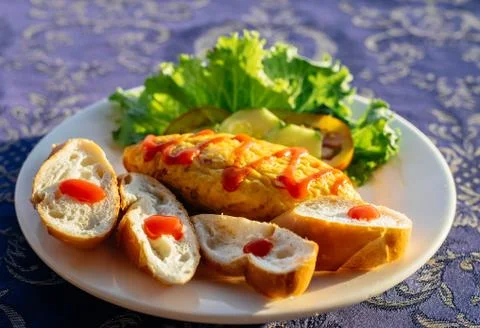 Cutlet with bread Stock Photos