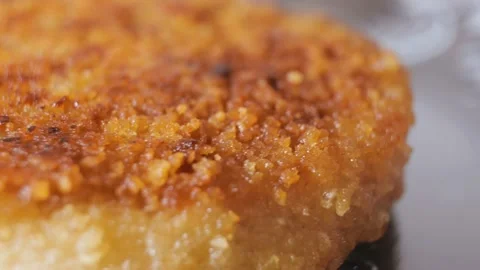 Cutlet close-up in golden crispy breading with smooth camera movement Stock Footage 195006974