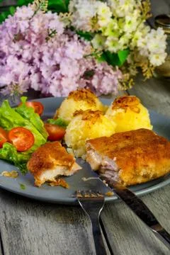 Cutlet cordon bleu. Stock Photos