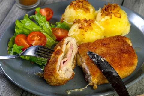 Cutlet cordon bleu. Stock Photos