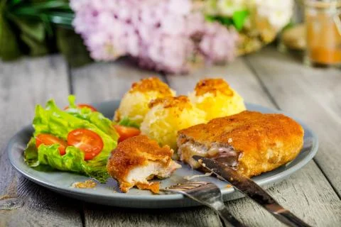 Cutlet cordon bleu. Stock Photos