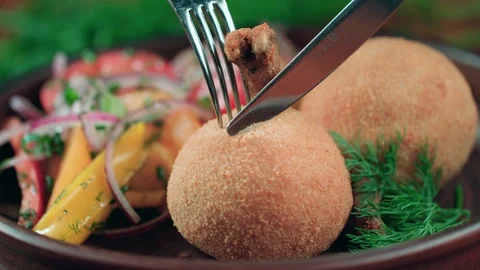 Cutlet on a plate Stock Footage 89968374