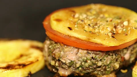 Cutlet with vegetables fried in a pan Stock-Footage 41753916