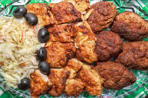 Cutlets and cabbage Stock Photos