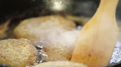 Cutlets are fried in oil. Stock Footage 61312148
