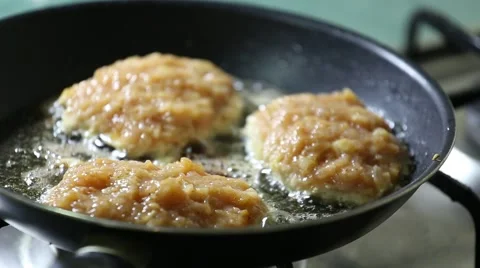 Cutlets are fried in pan Video stock 64961805