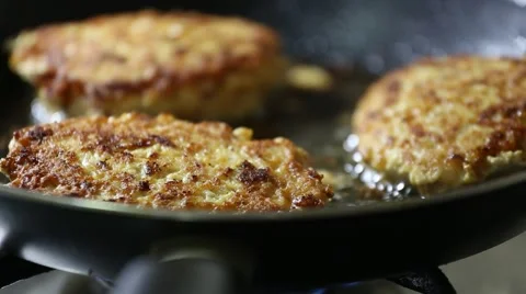 Cutlets are fried in pan Video stock 64962738