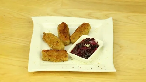 Cutlets with cranberry sauce Stock Footage 44697001