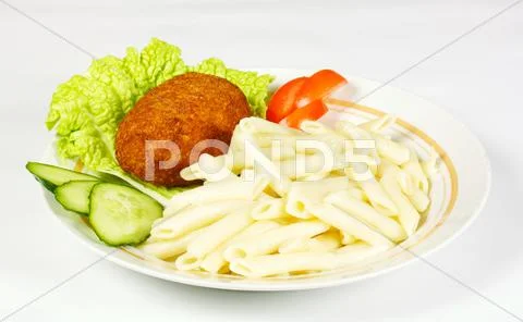 Cutlets with a garnish Stock Photos