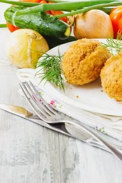 Cutlets on a plate Stock Photos