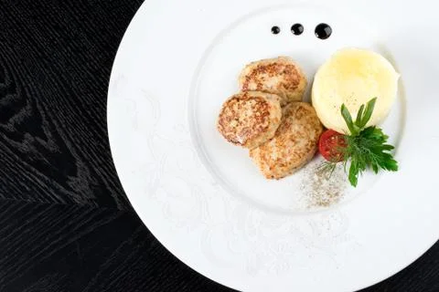 Cutlets with potatoes restaurant Stock Photos