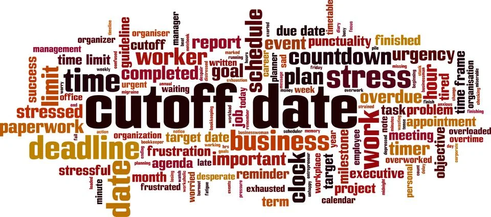 Cutoff date word cloud Stock Illustration