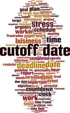Cutoff date word cloud Stock Illustration