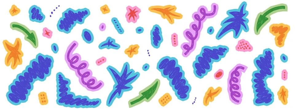 Cutout cloudy shape with arrow paper blob and star. Colorful freeform shapes Stock Illustration