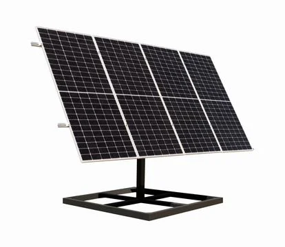 Cutout diagonal view solar panel with black surface Stock Photos