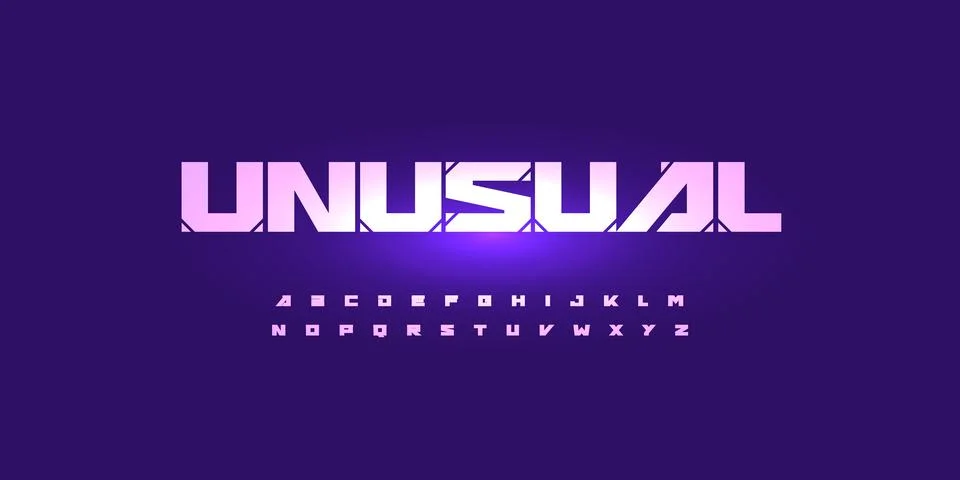 Cutout Geometric Font Squared Logo Alphabet Bold Futuristic Letter Set Wide Stock Illustration