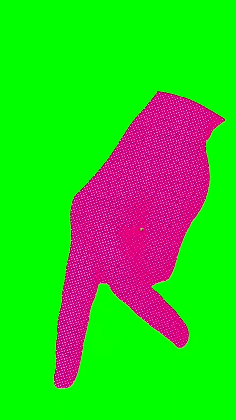 Cutout hand walking cycle loop in hot pink on green screen Video stock 277406267