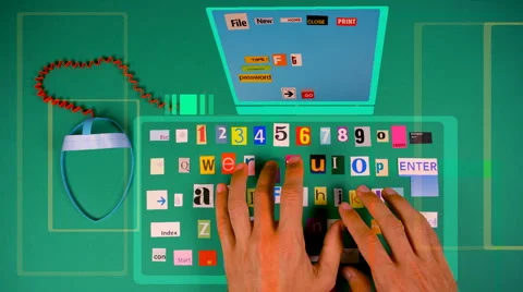 Cutout keyboard computer technology hands paper Stock Footage 1005483