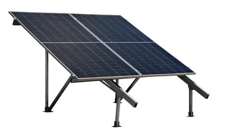 Cutout solar panel with mounting structure Foto stock