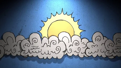 Cutout sun and clouds seamless animation Stock Footage 80603231