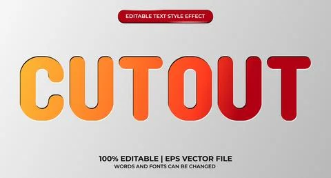 Cutout text effect with editable font style Illustrazione stock