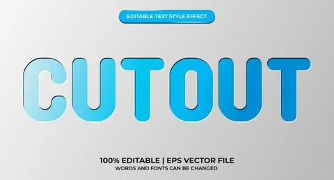 Cutout text effect with editable font style Stock Illustration