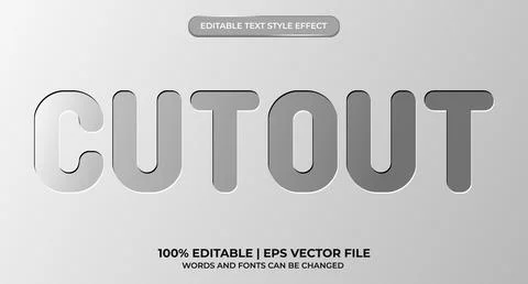 Cutout text effect with editable font style Stock Illustration