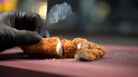 Cuts chicken nuggets Stock-Footage 157142576