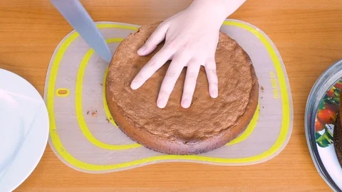 Cuts the color biscuit cake Stock Footage 108554991