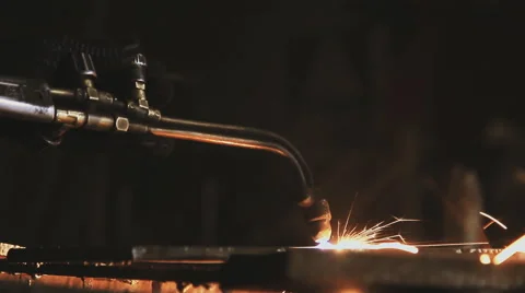Cuts metal with gas Stock Footage 61966305