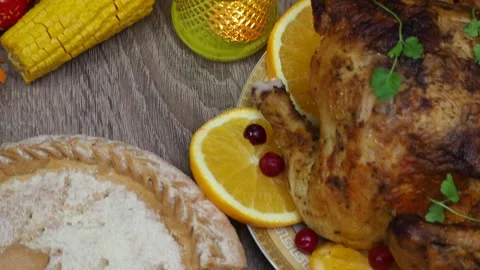 Cuts a pie for festive dinner at home. Thanksgiving  or Christmas dinner. 스톡 동영상 257597868