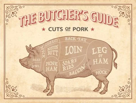 Cuts of Pork illustrations Stock Illustration