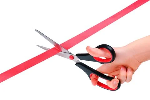 Cuts red tape Stock Photos